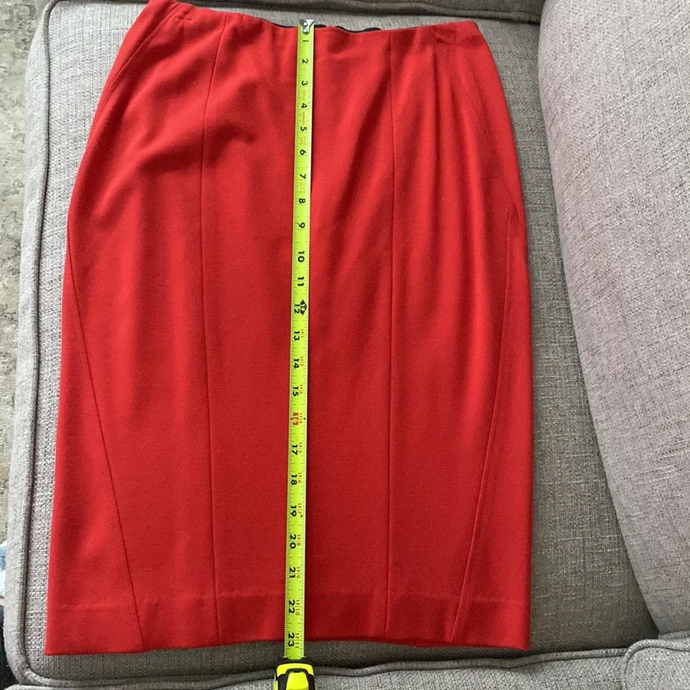 Ann Taylor Red Ponte Knit Pencil Midi Skirt